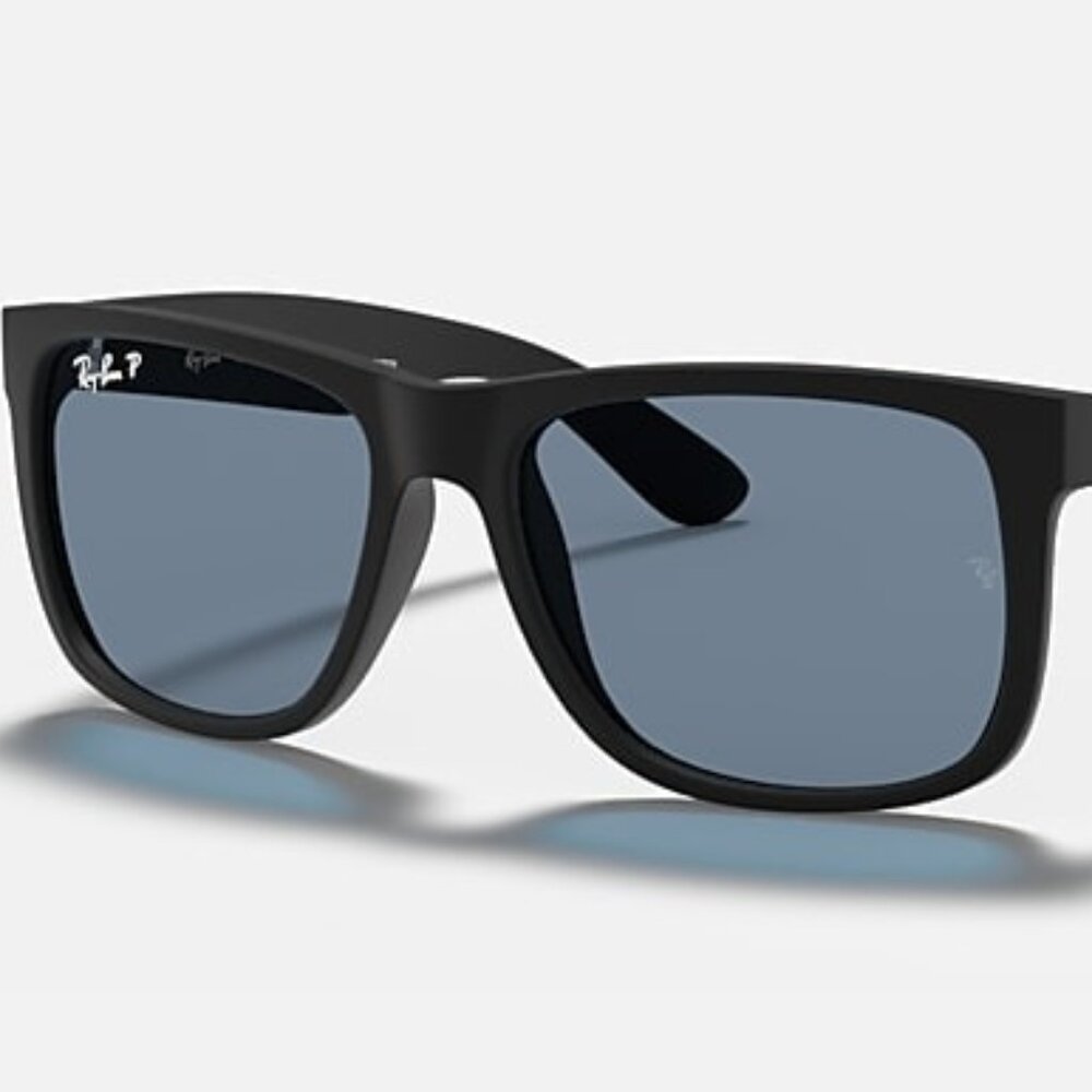 NEW RAY-BAN Justin Classic Sunglasses Matte Rubber, Dark Blue Polarize
